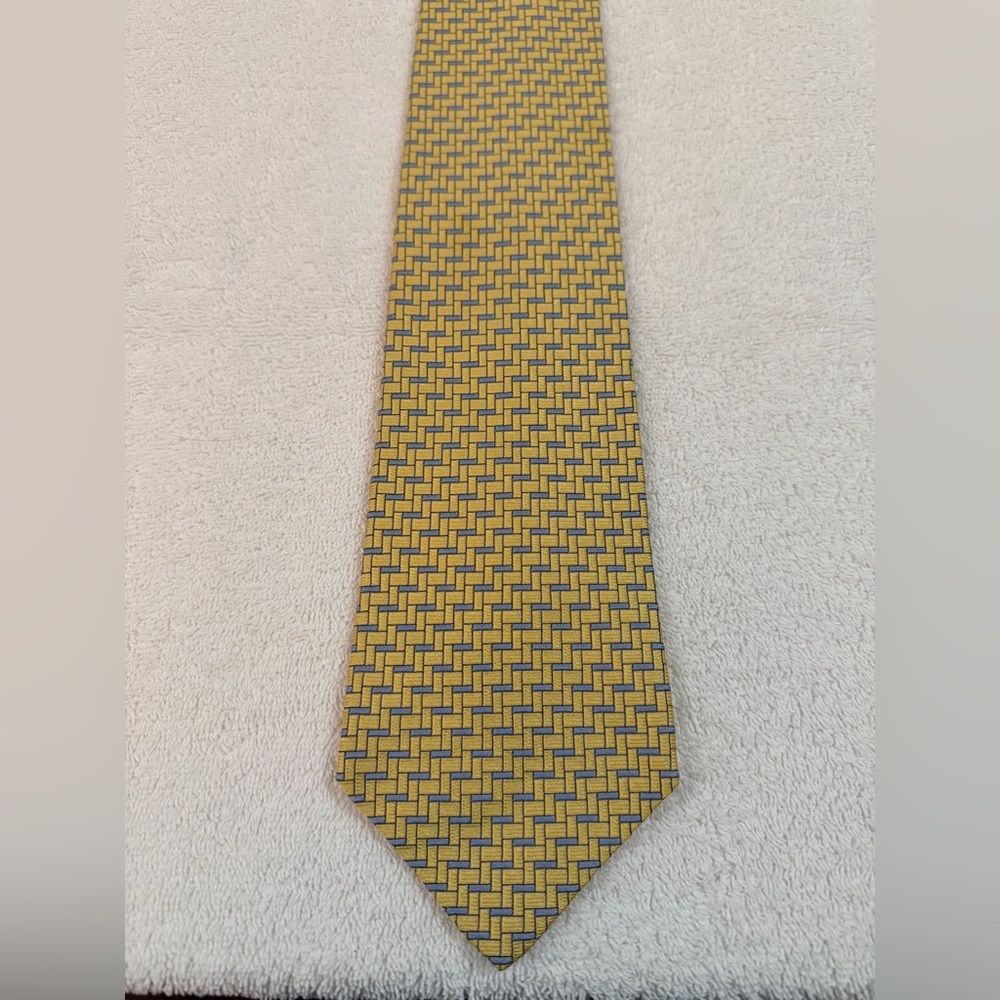 Tommy Hilfiger Gold and Blue Woven Tie